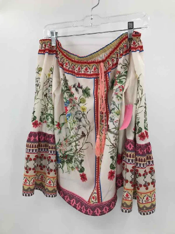 Pre-Owned Umgee Ivory Size Small Printed Blouse Chic Ruffle Blouse