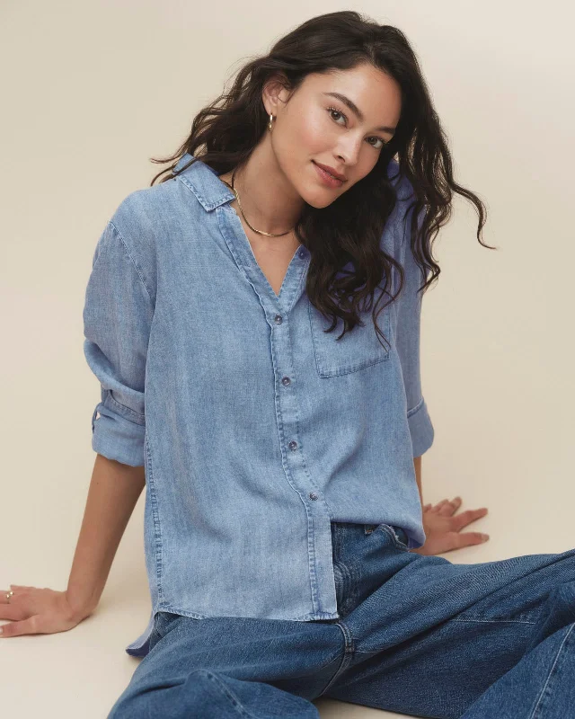 Reese Chambray Shirt-- Nylon Fabric Polyester Fabric Spandex Fabric