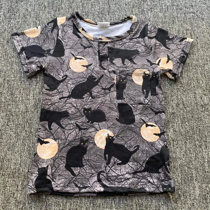 Black Cat Adult Shirt-- Graphic T-Shirt Round Neck Polyester