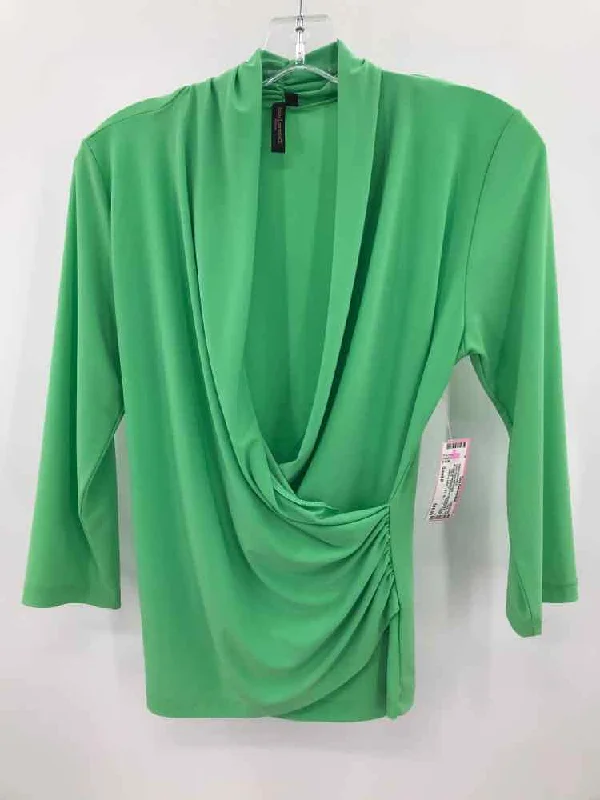 Pre-Owned Susan Lawrence Green Size Small P Long Sleeve Blouse Sheer Sleeve Blouse