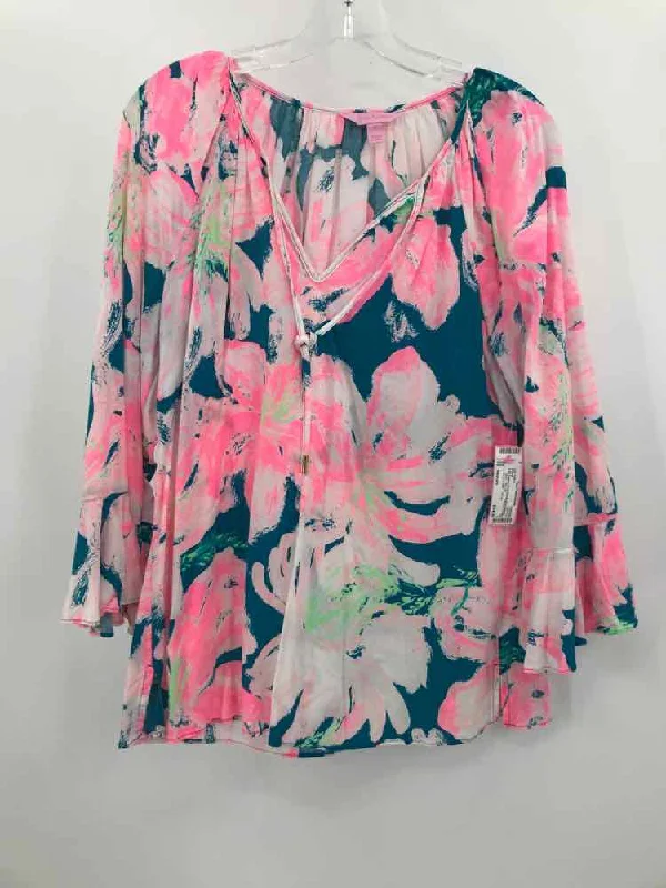 Pre-Owned Lilly Pulitzer Pink Size Medium Blouse Elegant Office Blouse