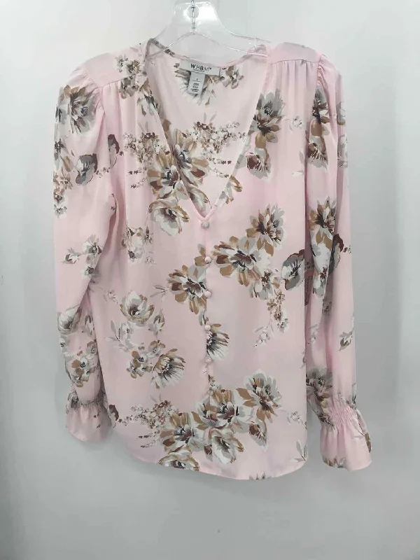 Pre-Owned WHBM Pink Size Small Floral Blouse Semi-Sheer Blouse