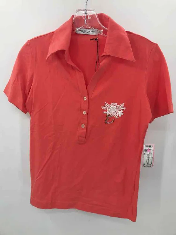 Pre-Owned Emmanuel Schvili Orange Size 44 Blouse Ruched Sleeve Blouse