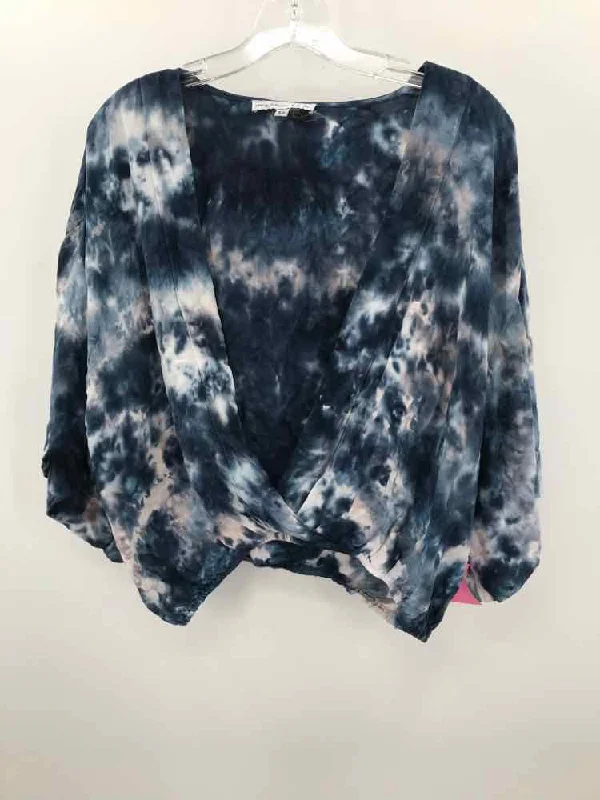 Pre-Owned Young Fabulous & Broke Blue Size XS Blouse Elegant Embroidery Blouse