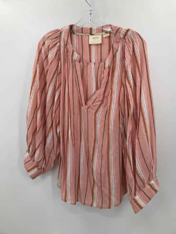 Pre-Owned Maeve Pink Size Medium Stripe Blouse Sleeveless Chiffon Blouse