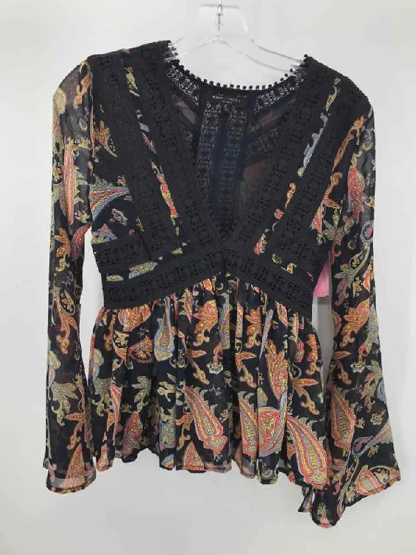 Pre-Owned Romeo & Juliet Couture Navy Size Small Long Sleeve Blouse Casual Relaxed Blouse