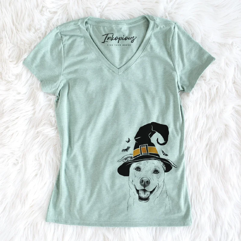 Witch Carl the Mixed Breed - Women's Perfect V-neck Shirt-- Terry Blend Velvet Blend Canvas Blend Witch Carl the Mixed Breed - Women's Perfect V-neck Shirt-- Terry Blend Velvet Blend Canvas Blend