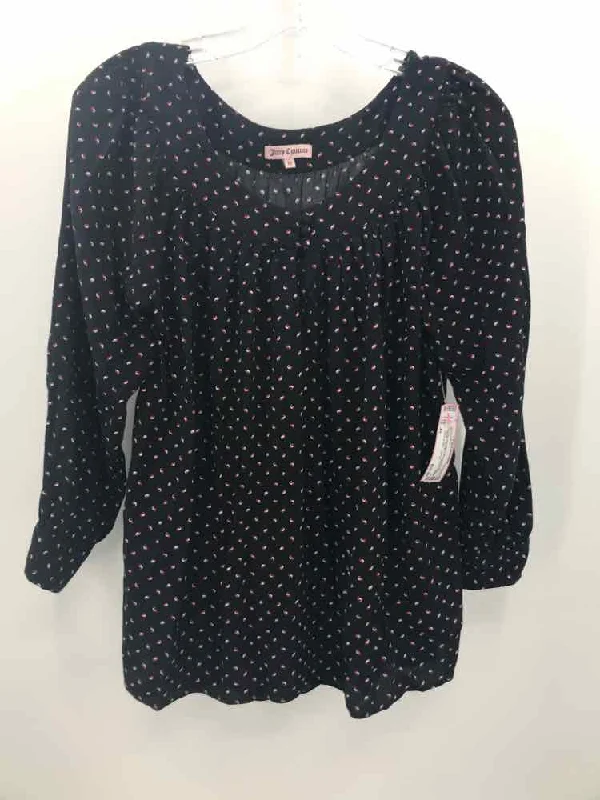Pre-Owned Juicy Couture Black Size XS Printed Blouse Chic Square Blouse