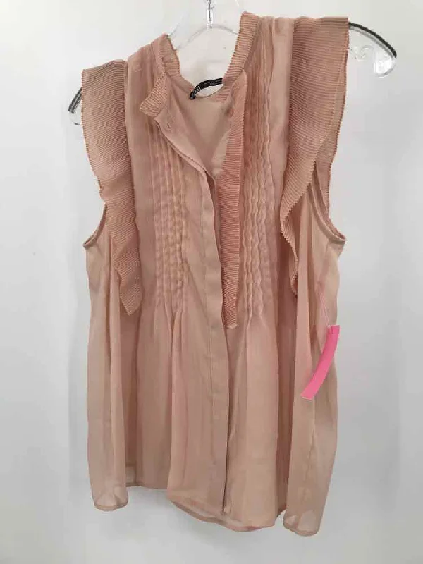 Pre-Owned Zara Pink Size Medium Blouse Lightweight Floral Blouse