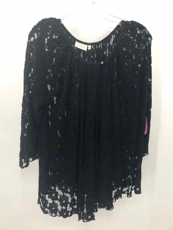 Pre-Owned Deletta Black Size Medium Lace Blouse Subtle Shimmer Blouse
