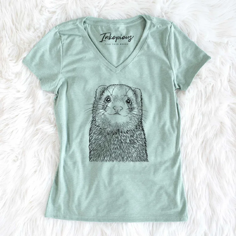 Bare Fig the Ferret - Women's V-neck Shirt-- Collared Crew Neck Turtle Neck