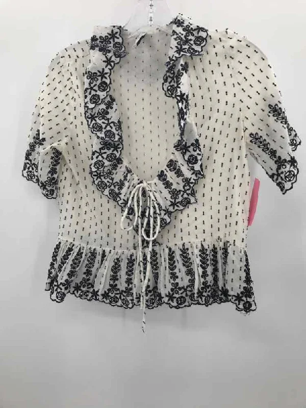 Pre-Owned TRF Ivory Size XS Printed Blouse Chic Square Blouse