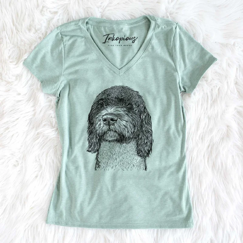 Bare Chris the Portuguese Water Dog - Women's V-neck Shirt-- Cozy Warm Stylish