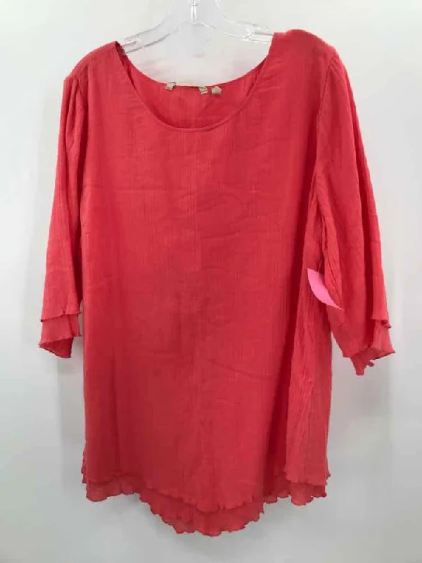 Pre-Owned Soft Surroundings Orange Size XL Blouse Delicate Bow Blouse