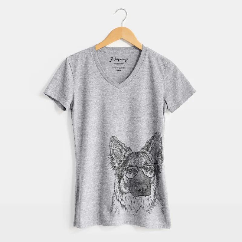 Aviator Geddy the Shiloh Shepherd - Women's V-neck Shirt -- Basic T-Shirt Crew Neck Short Sleeve Aviator Geddy the Shiloh Shepherd - Women's V-neck Shirt -- Basic T-Shirt Crew Neck Short Sleeve