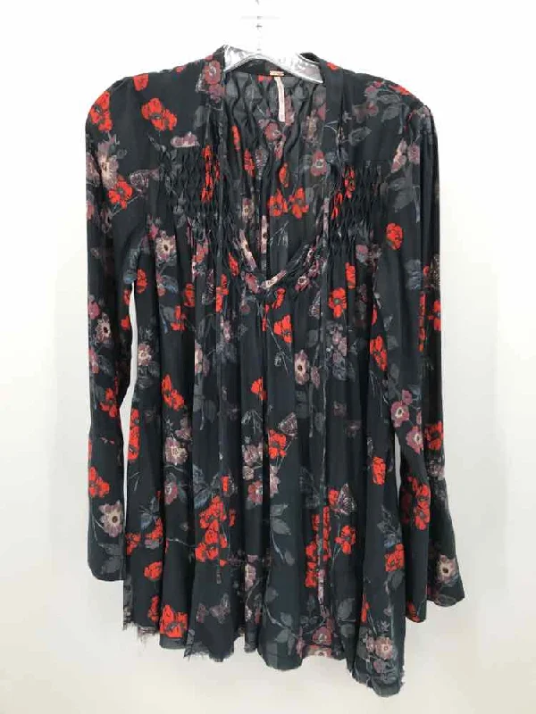 Pre-Owned Free People Grey Size XS Floral Long Sleeve Blouse Elegant Embroidery Blouse Pre-Owned Free People Grey Size XS Floral Long Sleeve Blouse Elegant Embroidery Blouse