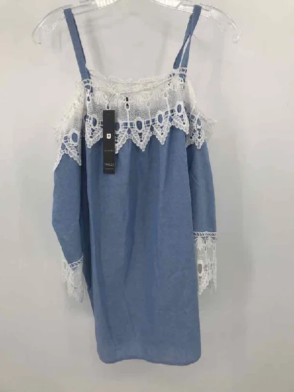 Pre-Owned Unique Spectrum Blue Size 1X Blouse Peter Pan Collar Blouse