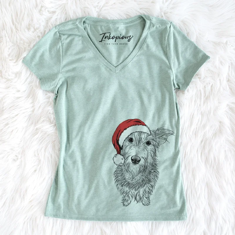 Santa Frida Doggo the Rescue Terrier Mix - Women's Perfect V-neck Shirt-- Fashionable Trendy Casual Santa Frida Doggo the Rescue Terrier Mix - Women's Perfect V-neck Shirt-- Fashionable Trendy Casual