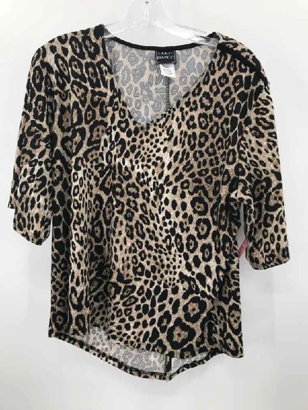 Pre-Owned Coco Bianco Black Size Small Printed Blouse Smart Business Blouse