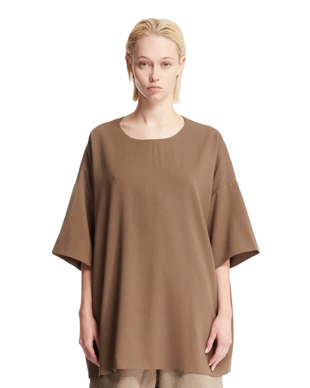 T-Shirt Marrone In Lana-- Casual Formal Business
