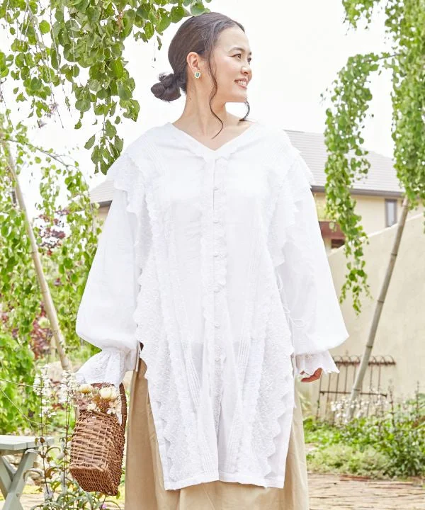 Fluffy Long Blouse Sleeveless Chiffon Blouse