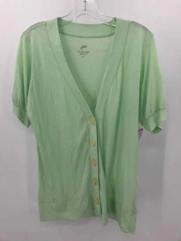 Pre-Owned J Jill Green Size Medium Pima Cotton Blouse Balloon Sleeve Blouse