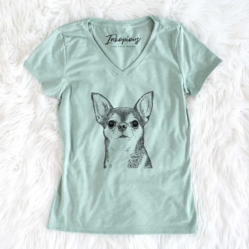 Bare Baby the Chihuahua - Women's V-neck Shirt-- Collared T-Shirt Boat Neck A-Line