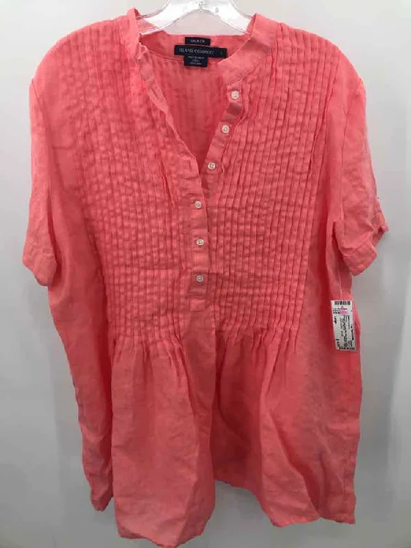 Pre-Owned Island Company Pink Size Large Linen Blouse Flowy Bohemian Blouse