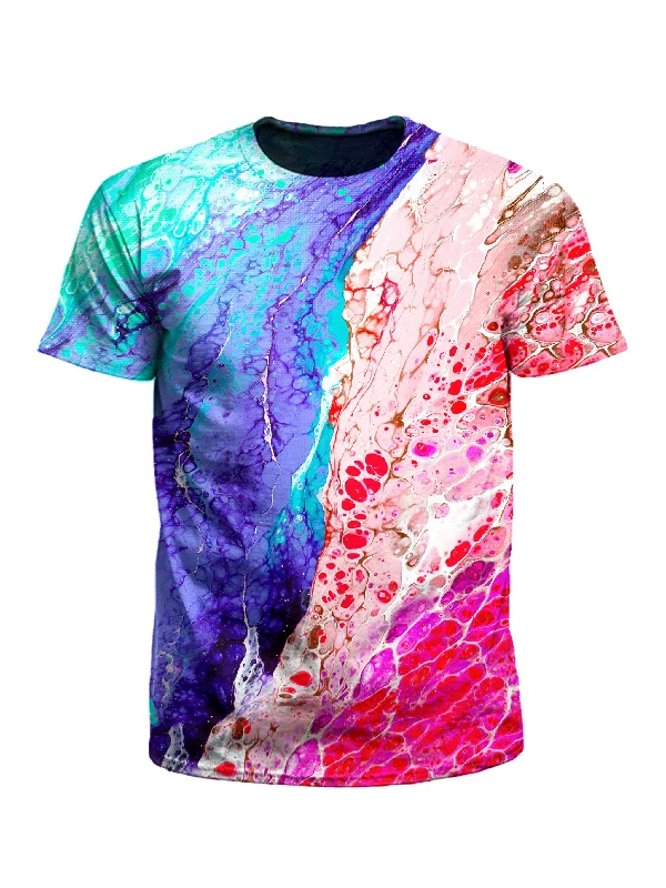 At The Beach Marbled Paint T-Shirt-- Hooded Caped Shawl Collar