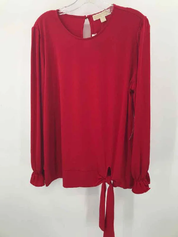 Pre-Owned MICHAEL Michael Kors Red Size XL Long Sleeve Blouse Double Button Blouse