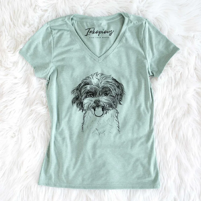 Bare Pepper the Shihpoo - Women's V-neck Shirt-- Cozy Warm Stylish