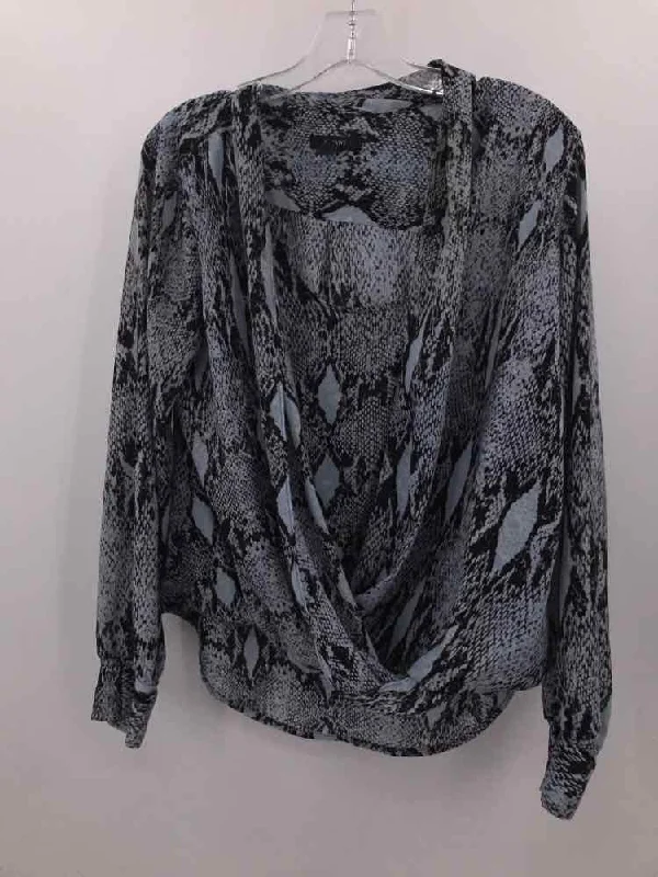 Pre-Owned Alfani Blue Size 10 Long Sleeve Blouse Sleeveless Chiffon Blouse