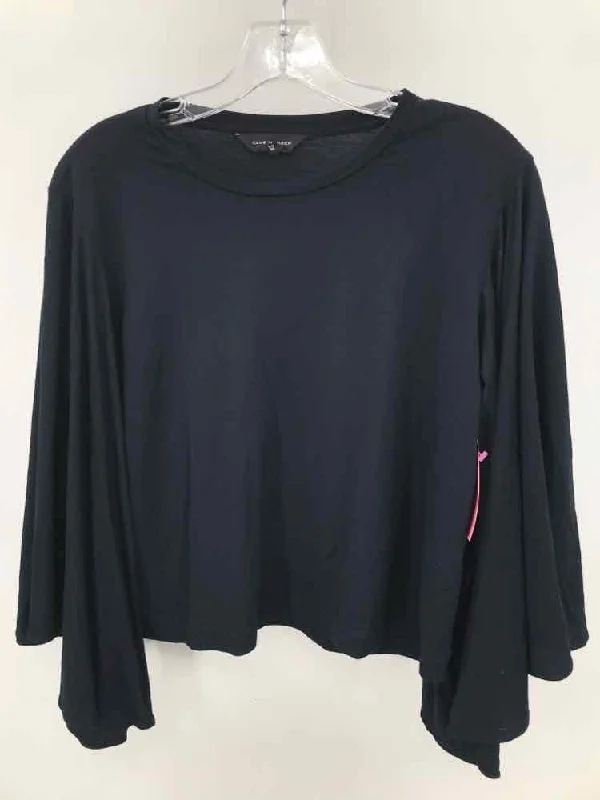 Pre-Owned Club Monaco Navy Size Small Long Sleeve Blouse Textured Cotton Blouse