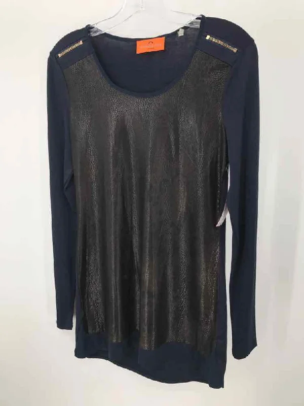 Pre-Owned Patrizia Luca Navy Size Small Long Sleeve Blouse Elegant Office Blouse