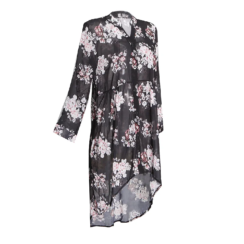 Maxbell Fashion Women Long Sleeve Shirts Tops Formal Blouse Plus Size 3XL Black Soft Satin Blouse