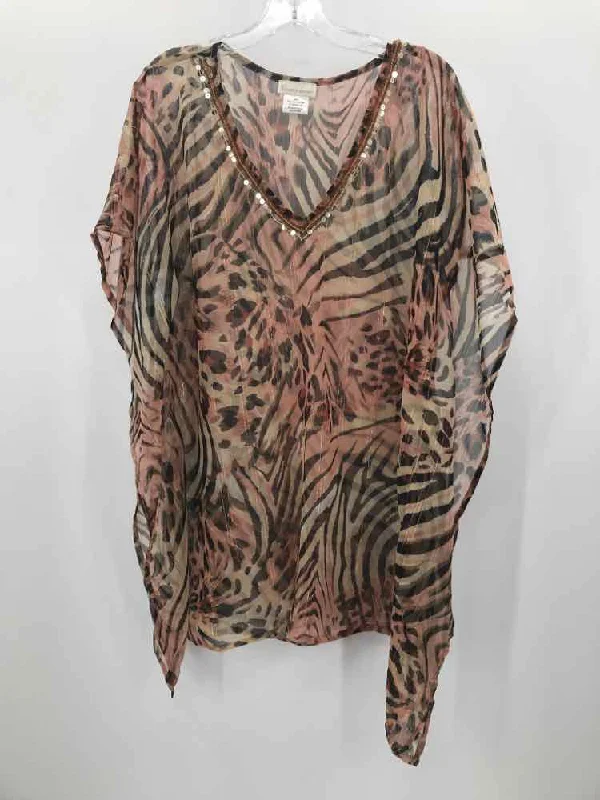 Pre-Owned Collection Eighteen Brown Size Small Printed Embellished Blouse Modern Oversized Blouse