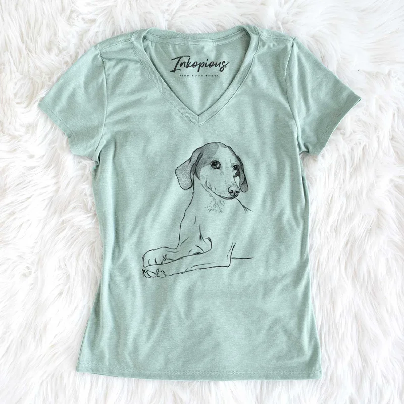 Bare Opie the Foxhound - Women's V-neck Shirt-- Notch Collar Peter Pan Collar Cowl Neck Bare Opie the Foxhound - Women's V-neck Shirt-- Notch Collar Peter Pan Collar Cowl Neck