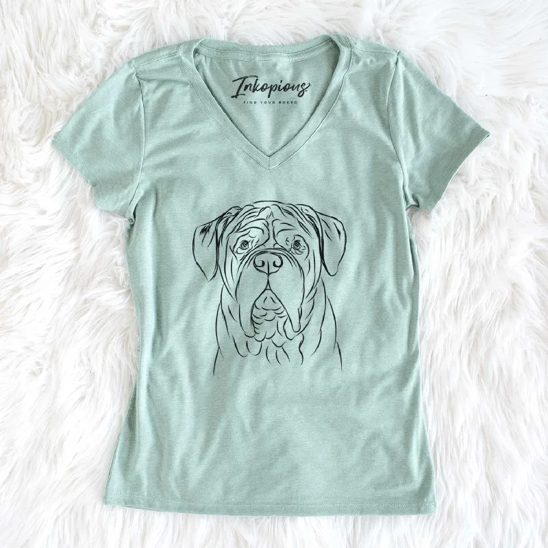 Bare Felix the Dogue de Bordeaux - Women's V-neck Shirt-- Ribbed T-Shirt High Neck Heavyweight Bare Felix the Dogue de Bordeaux - Women's V-neck Shirt-- Ribbed T-Shirt High Neck Heavyweight