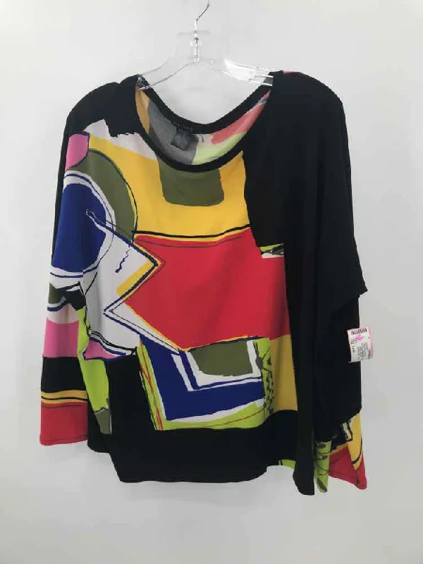 Pre-Owned Eva Varro Black Size Large Long Sleeve Blouse Feminine Satin Blouse