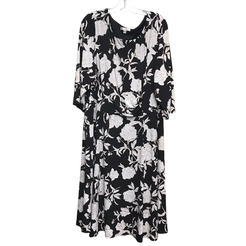 Dress Party Midi By Sandra Darren In Floral Print, Size:2X Tunics Stylish elegant