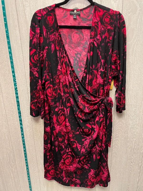 Dress Casual Short By Connected Apparel In Floral Print, Size: 2x Tunics Chic elegant