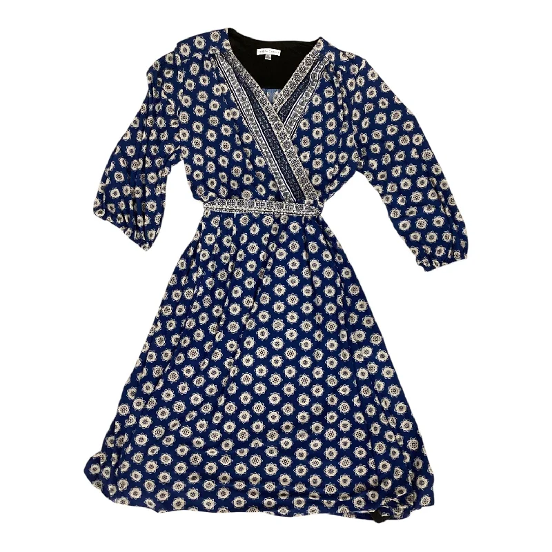 Dress Casual Midi By Sandra Darren In Blue & Tan, Size: 2x Tunics Long Elegant