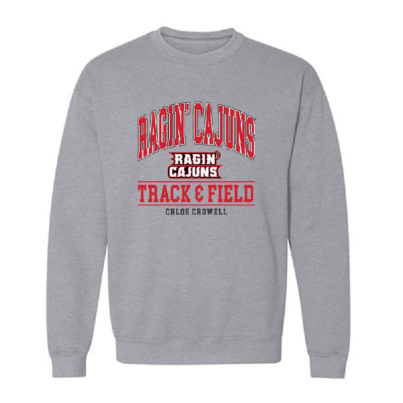 Louisiana - NCAA Women's Track & Field : Chloe Crowell - Classic Shersey Crewneck Sweatshirt Hoodie with Distressed Vintage Worn Louisiana - NCAA Women's Track & Field : Chloe Crowell - Classic Shersey Crewneck Sweatshirt Hoodie with Distressed Vintage Worn