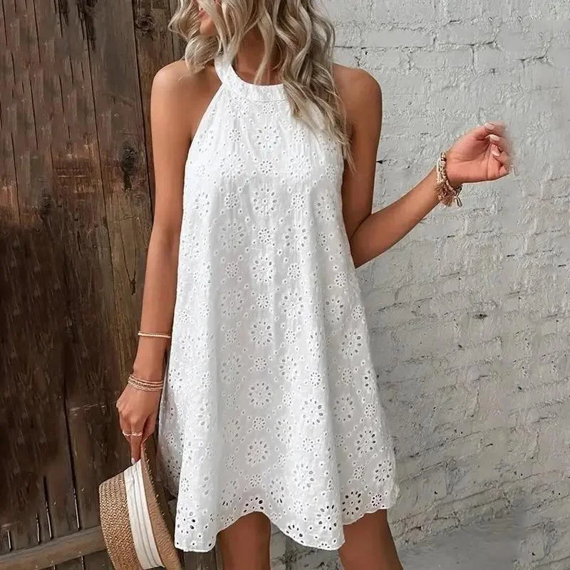 Elode Cotton Eyelet Summer Dress Pencil Office Professional