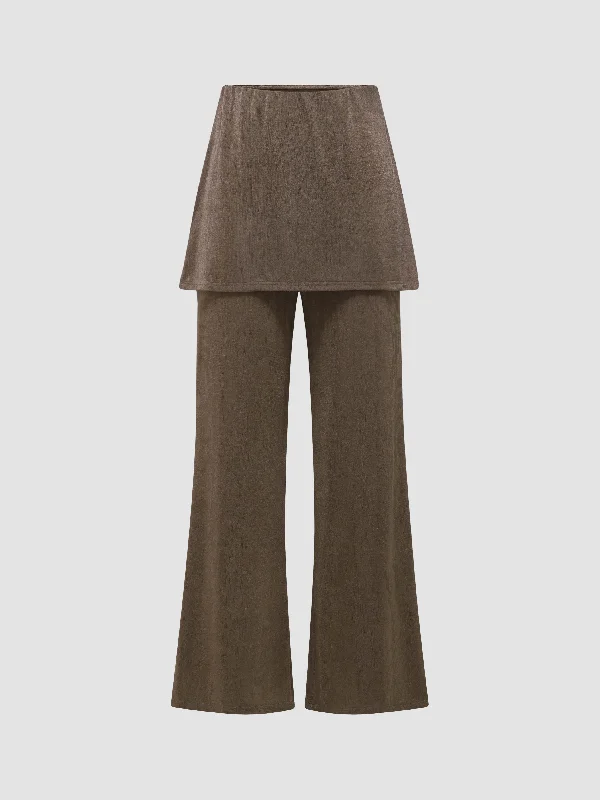 Faux Two-Piece Knitted Straight Skirt Pants Comfortable Jogging Pants