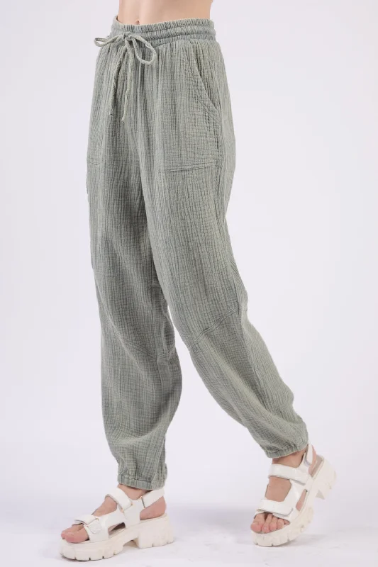 Woven Cargo Pants Chic Checkered Pants