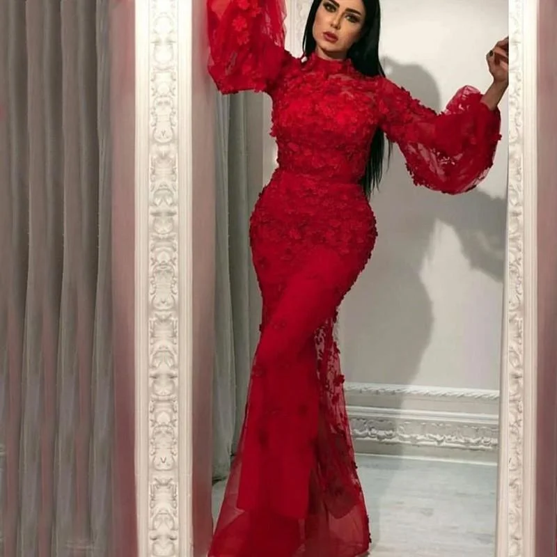abendkleider 2021 red evening dresses long sleeve 3d flowers mermaid elegant formal party dresses Tunics Leisure comfortable abendkleider 2021 red evening dresses long sleeve 3d flowers mermaid elegant formal party dresses Tunics Leisure comfortable