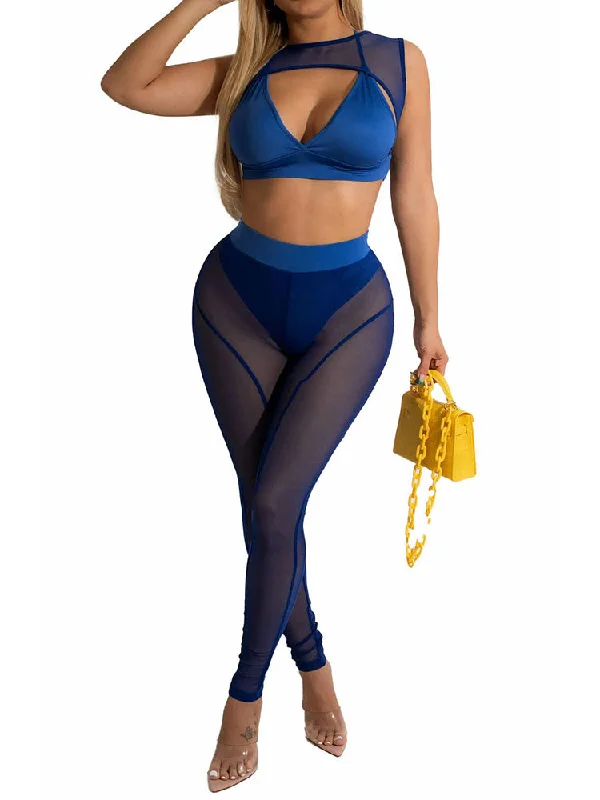 Two Piece Crop Bra & Long Pants Outfits Cozy Fitted Pants
