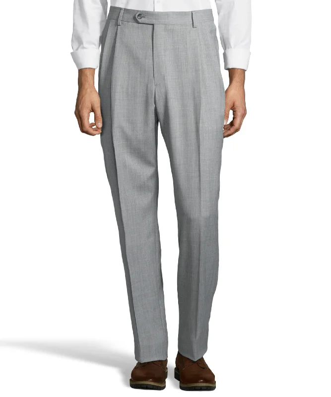 Palm Beach 100% Wool Gabardine Grey Pleated Pant High-Waist Yoga Pants