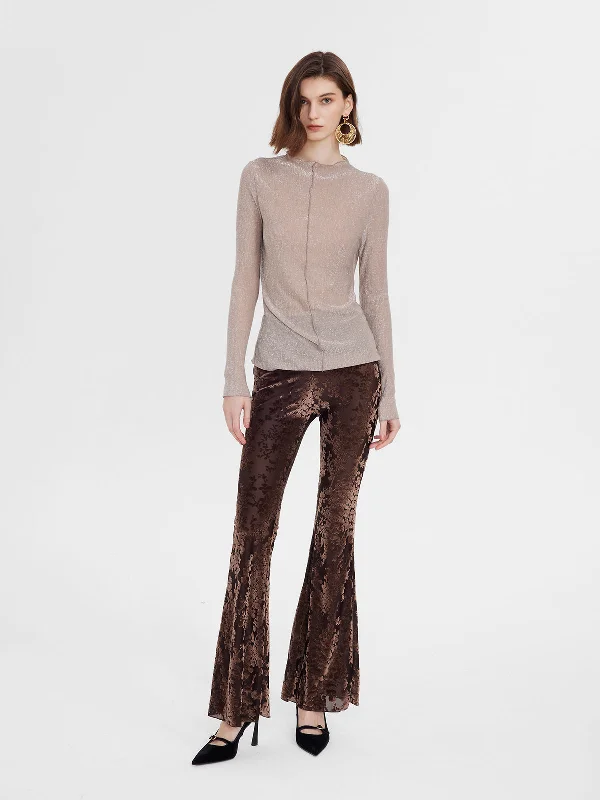 Lace Velvet Flared Pants Classic Straight Pants